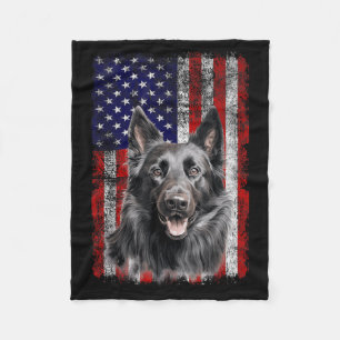 Belgian Sheepdog Dog Lover Flag 4th of July Fleece Blanket