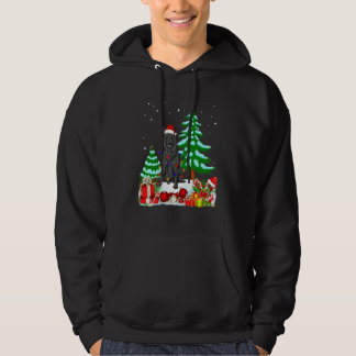 Belgian Sheepdog Dog Wearing Christmas Hat Tree Li Hoodie