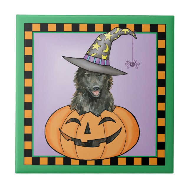 Belgian Sheepdog Halloween Tile (Front)