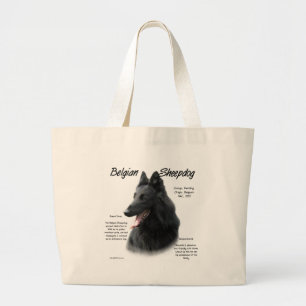 Belgian Sheepdog History; All About Sheepdogs Large Tote Bag