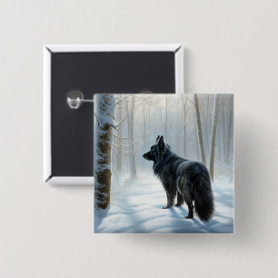 Belgian Sheepdog Let It Snow Christmas 15 Cm Square Badge