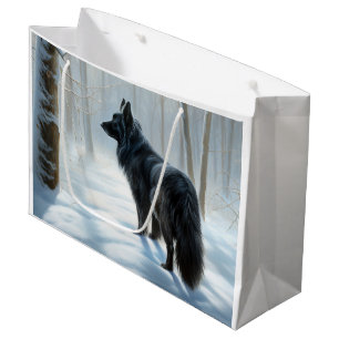 Belgian Sheepdog Let It Snow Christmas Large Gift Bag