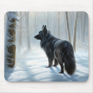 Belgian Sheepdog Let It Snow Christmas Mouse Pad