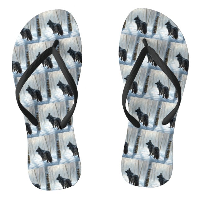 Belgian Sheepdog Let It Snow Christmas Thongs (Footbed)