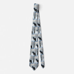 Belgian Sheepdog Let It Snow Christmas Tie