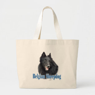 Belgian Sheepdog Name Large Tote Bag
