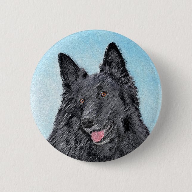 Belgian Sheepdog Painting - Cute Original Dog Art 6 Cm Round Badge (Front)