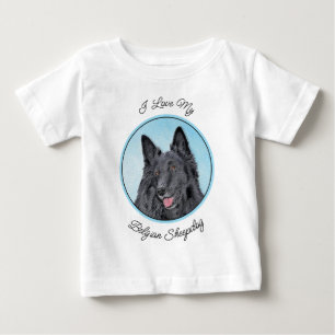 Belgian Sheepdog Painting - Cute Original Dog Art Baby T-Shirt