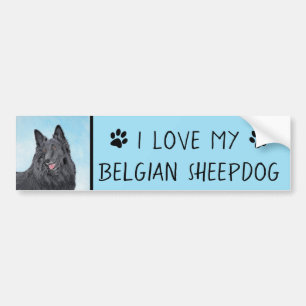 Belgian Sheepdog Painting - Cute Original Dog Art Bumper Sticker