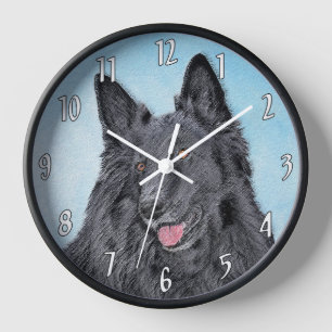 Belgian Sheepdog Painting - Cute Original Dog Art Clock