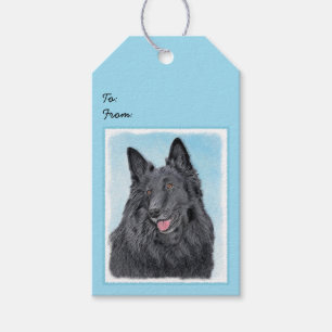 Belgian Sheepdog Painting - Cute Original Dog Art Gift Tags