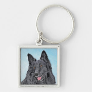 Belgian Sheepdog Painting - Cute Original Dog Art Key Ring