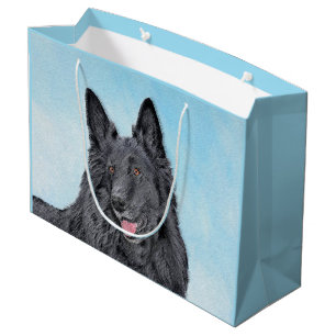Belgian Sheepdog Painting - Cute Original Dog Art Large Gift Bag