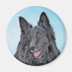 Belgian Sheepdog Painting - Cute Original Dog Art Magnet