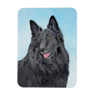 Belgian Sheepdog Painting - Cute Original Dog Art Magnet