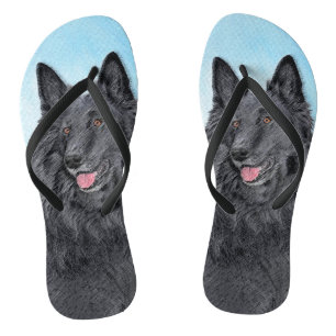 Belgian Sheepdog Painting - Cute Original Dog Art Thongs