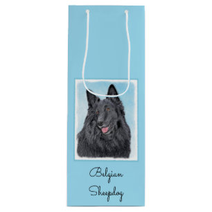 Belgian Sheepdog Painting - Cute Original Dog Art Wine Gift Bag