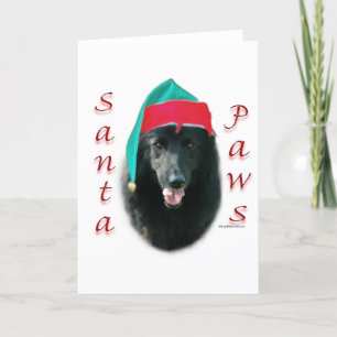 Belgian Sheepdog Santa Paws Holiday Card