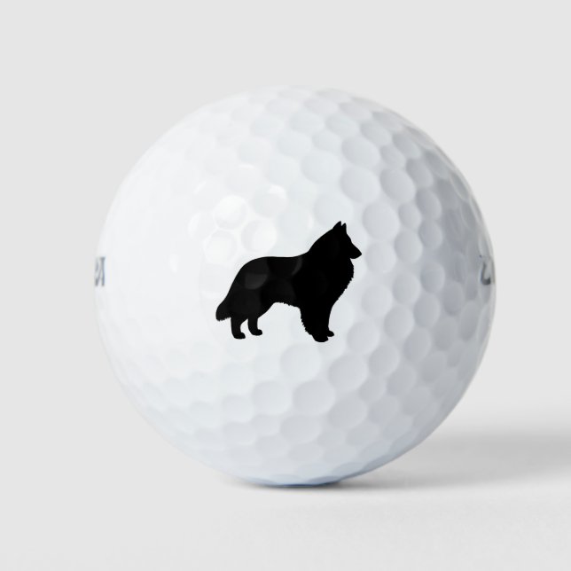 Belgian Sheepdog Silhouette Golf Balls (Front)