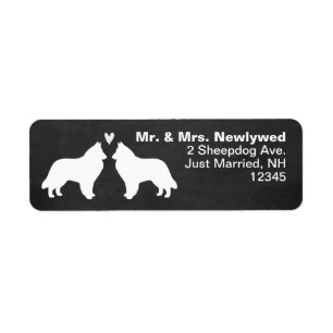 Belgian Sheepdog Silhouettes with Heart Return Address Label