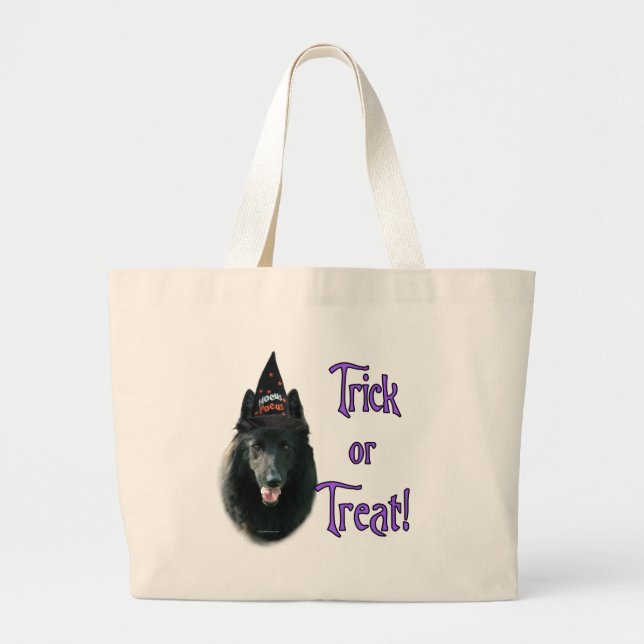 Belgian Sheepdog Trick Large Tote Bag (Front)