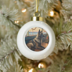 Belgian Shepherd Christmas Cruise: Pawsome Holiday Ceramic Ball Christmas Ornament
