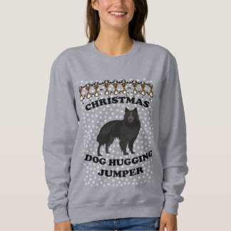 Belgian Shepherd Christmas Dog Hugging Sweatshirt