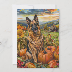 Belgian Shepherd Dog Autumn Harvest Thanksgiving Holiday Card