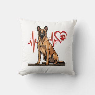 Belgian Shepherd Dog Heartbeat Paw Heart Cushion