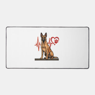 Belgian Shepherd Dog Heartbeat Paw Heart Desk Mat