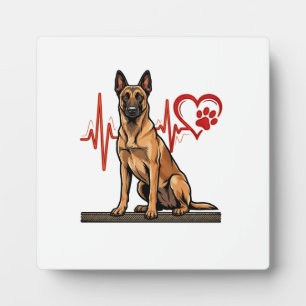 Belgian Shepherd Dog Heartbeat Paw Heart Plaque