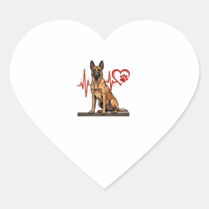Belgian Shepherd Dog Heartbeat Paw Heart Sticker