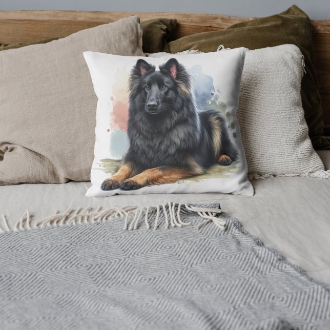 Belgian Shepherd Dog in Watercolor Cushion (Creator Uploaded)