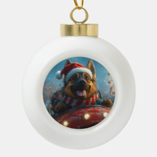 Belgian Shepherd Dog Roller Coaster Christmas Ceramic Ball Christmas Ornament