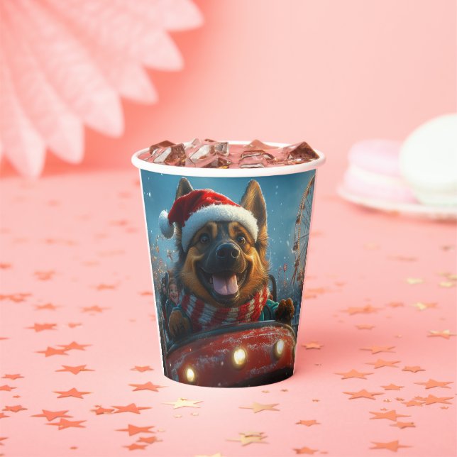 Belgian Shepherd Dog Roller Coaster Christmas Paper Cups (Insitu)