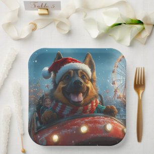 Belgian Shepherd Dog Roller Coaster Christmas Paper Plate