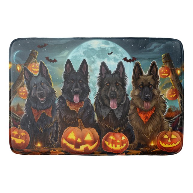 Belgian Shepherd Halloween Spooky Bath Mat (Front)