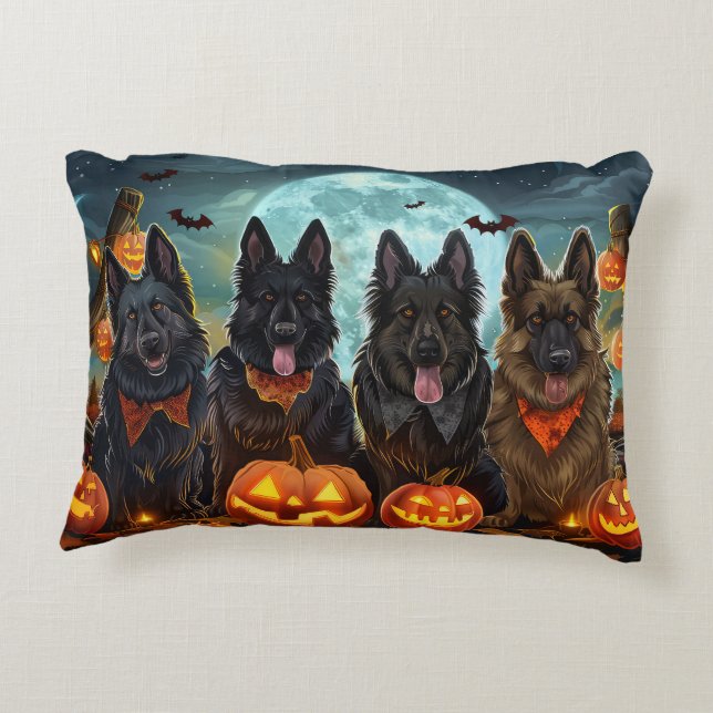 Belgian Shepherd Halloween Spooky Decorative Cushion (Back)