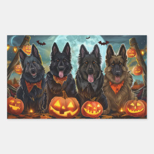 Belgian Shepherd Halloween Spooky Rectangular Sticker