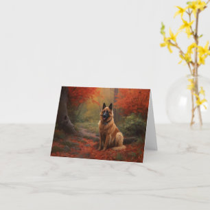 Belgian Shepherd in Autumn Leaves Fall Inspire  Card