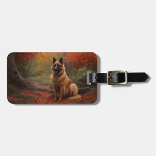 Belgian Shepherd in Autumn Leaves Fall Inspire Luggage Tag