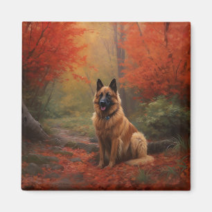 Belgian Shepherd in Autumn Leaves Fall Inspire  Magnet