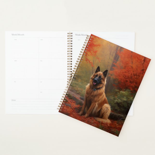Belgian Shepherd in Autumn Leaves Fall Inspire  Planner (Display)