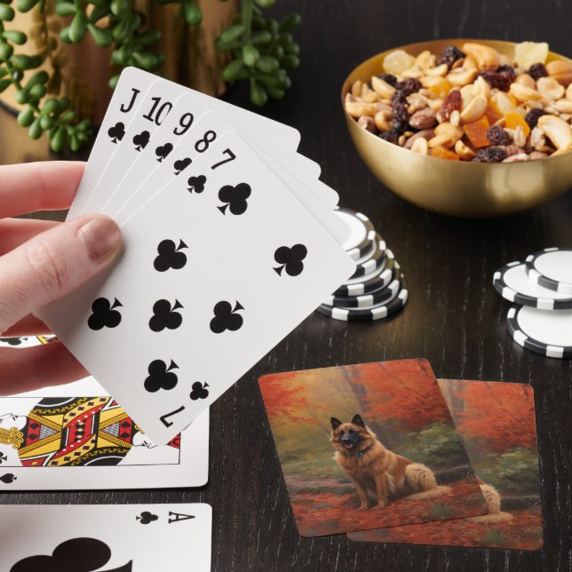 Belgian Shepherd in Autumn Leaves Fall Inspire  Playing Cards (In Situ)