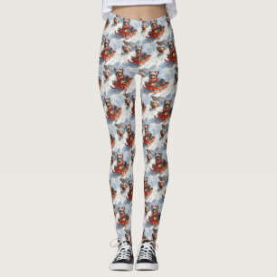 Belgian Shepherd in Sledge Let it Snow Christmas Leggings