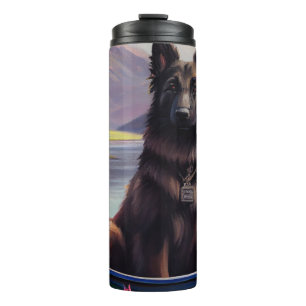 Belgian Shepherd on a Paddle: A Scenic Adventure Thermal Tumbler