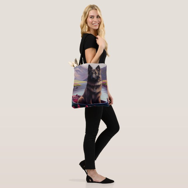 Belgian Shepherd on a Paddle: A Scenic Adventure Tote Bag (On Model)