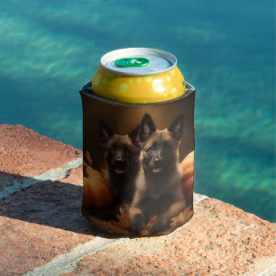 Belgian Shepherd Puppy Autumn Delight Pumpkin Can Cooler