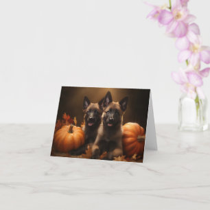 Belgian Shepherd Puppy Autumn Delight Pumpkin Card
