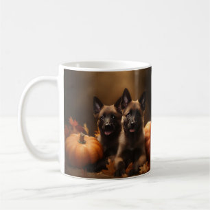 Belgian Shepherd Puppy Autumn Delight Pumpkin Coffee Mug
